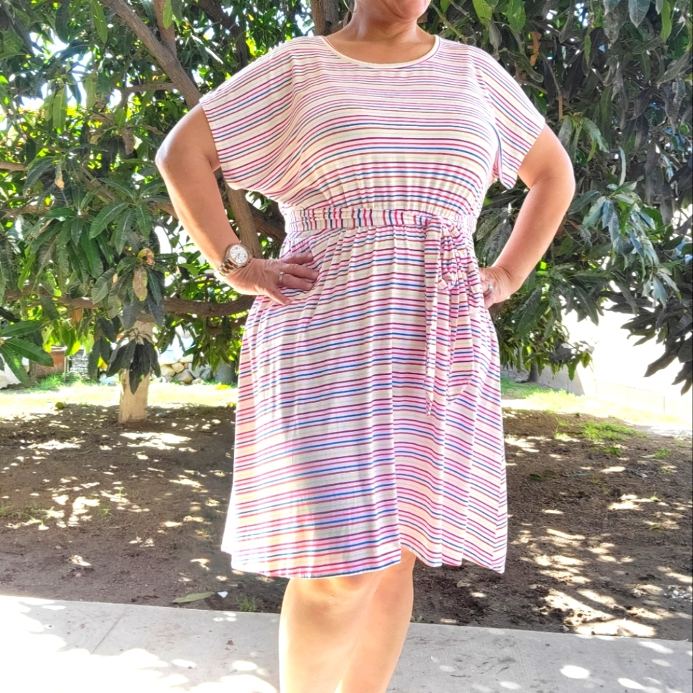 Lane Bryant Multi Color Striped High Low Dress Size 14/16